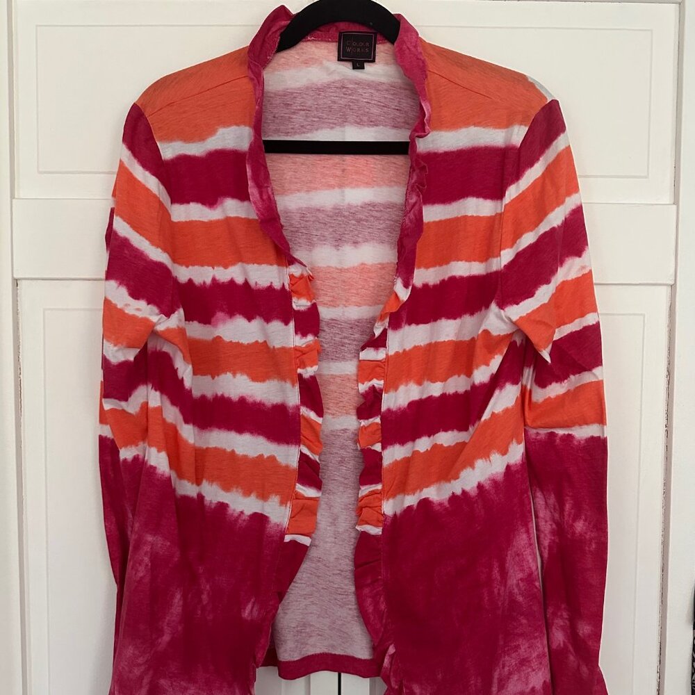 Colour Works Tie Die Cotton Cardigan Size Large